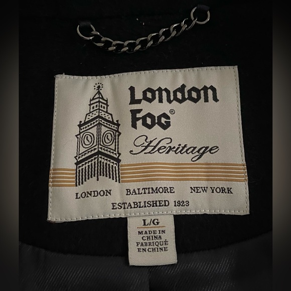 London Fog NAVY Double Breasted Wool Coat, L Winter Sale - Picture 6 of 7